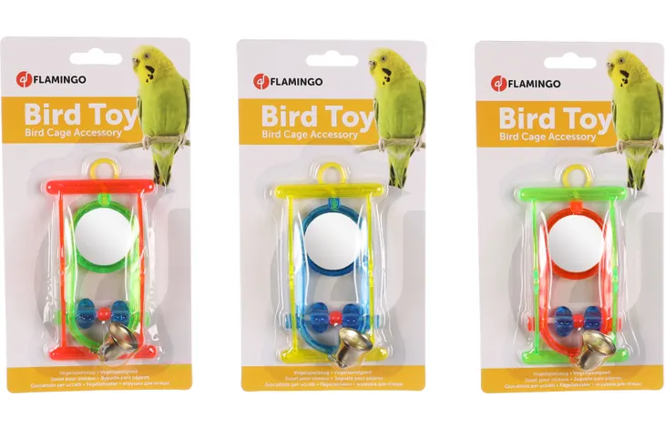 Flamingo Bird Hanging Mirror With Perch