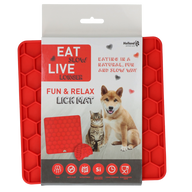Eat Slow Live Longer Lick Mat Honeycomb Red