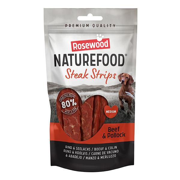 Rosewood Naturefood Steak Strips with Beef & Pollock 100g