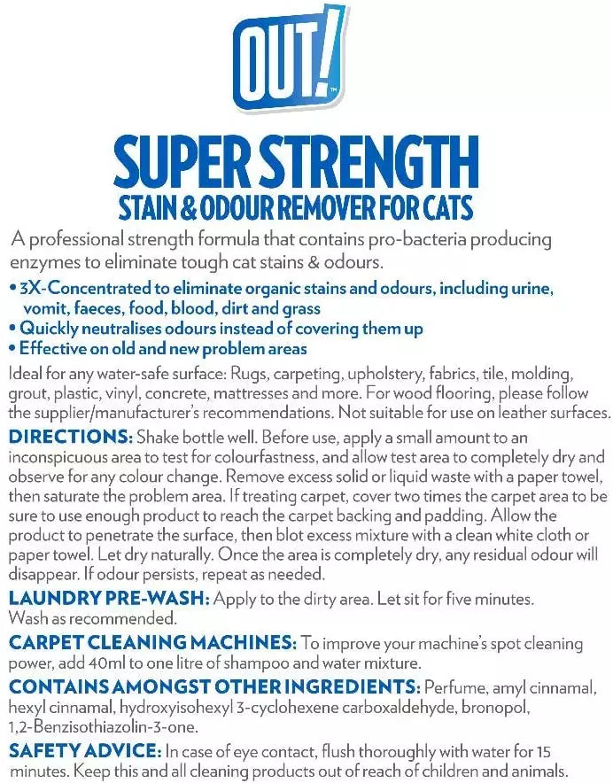 Out! PetCare Super Strength Stain & Odour Remover for Cats 500ml