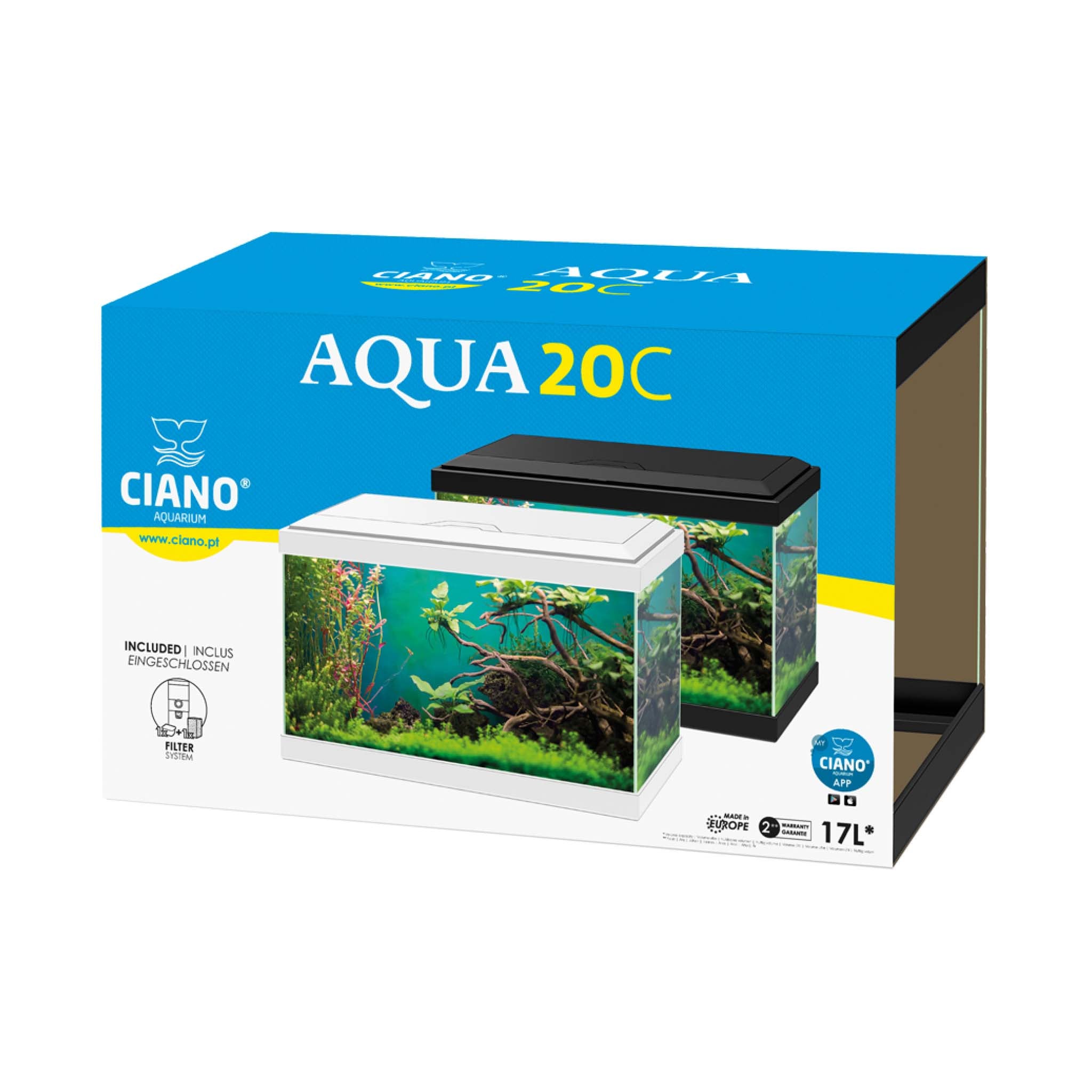 Ciano Aqua 20 Classic Aquarium - Black 17L