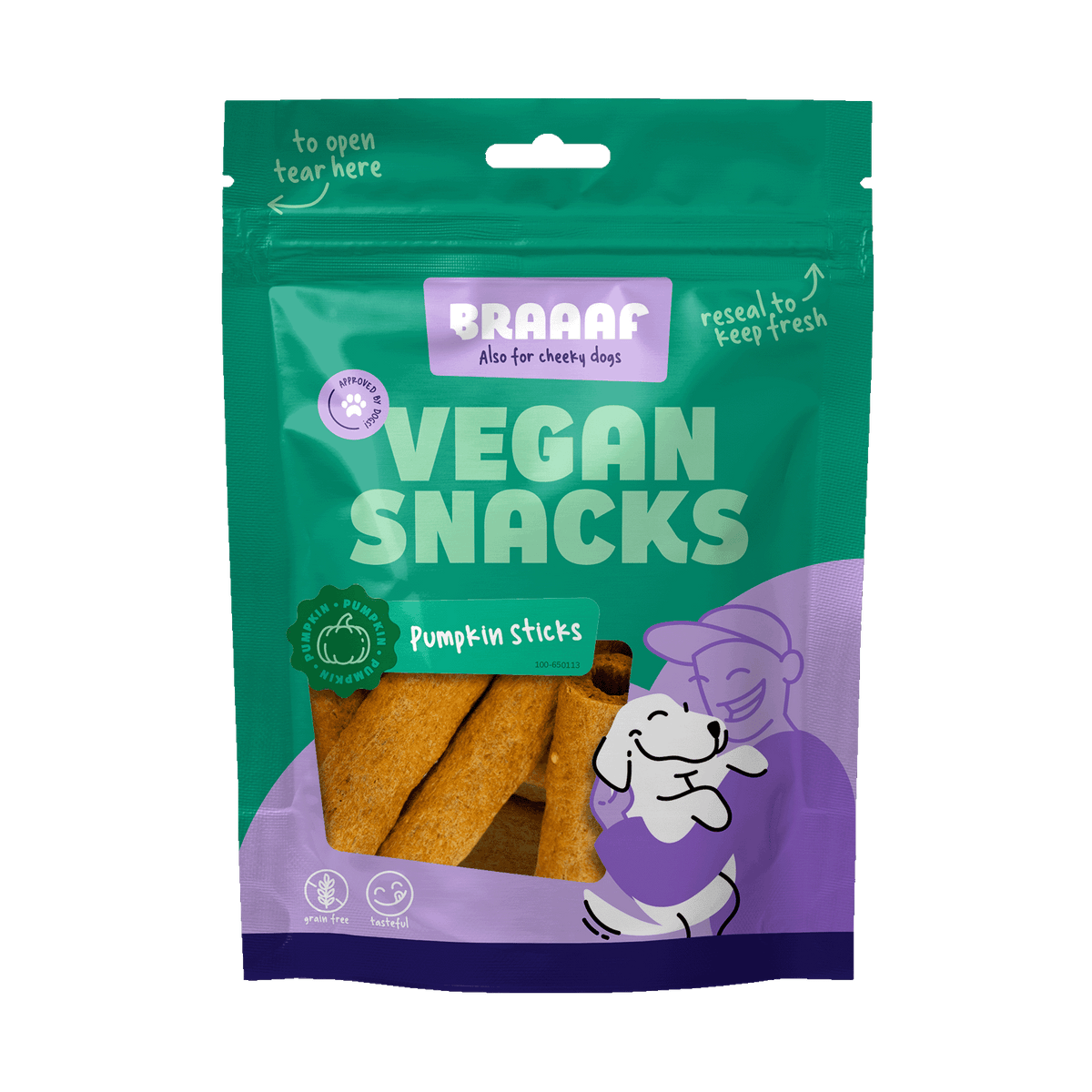Braaaf Vegan Dog Treats Pumpkin Sticks 12cm 80g