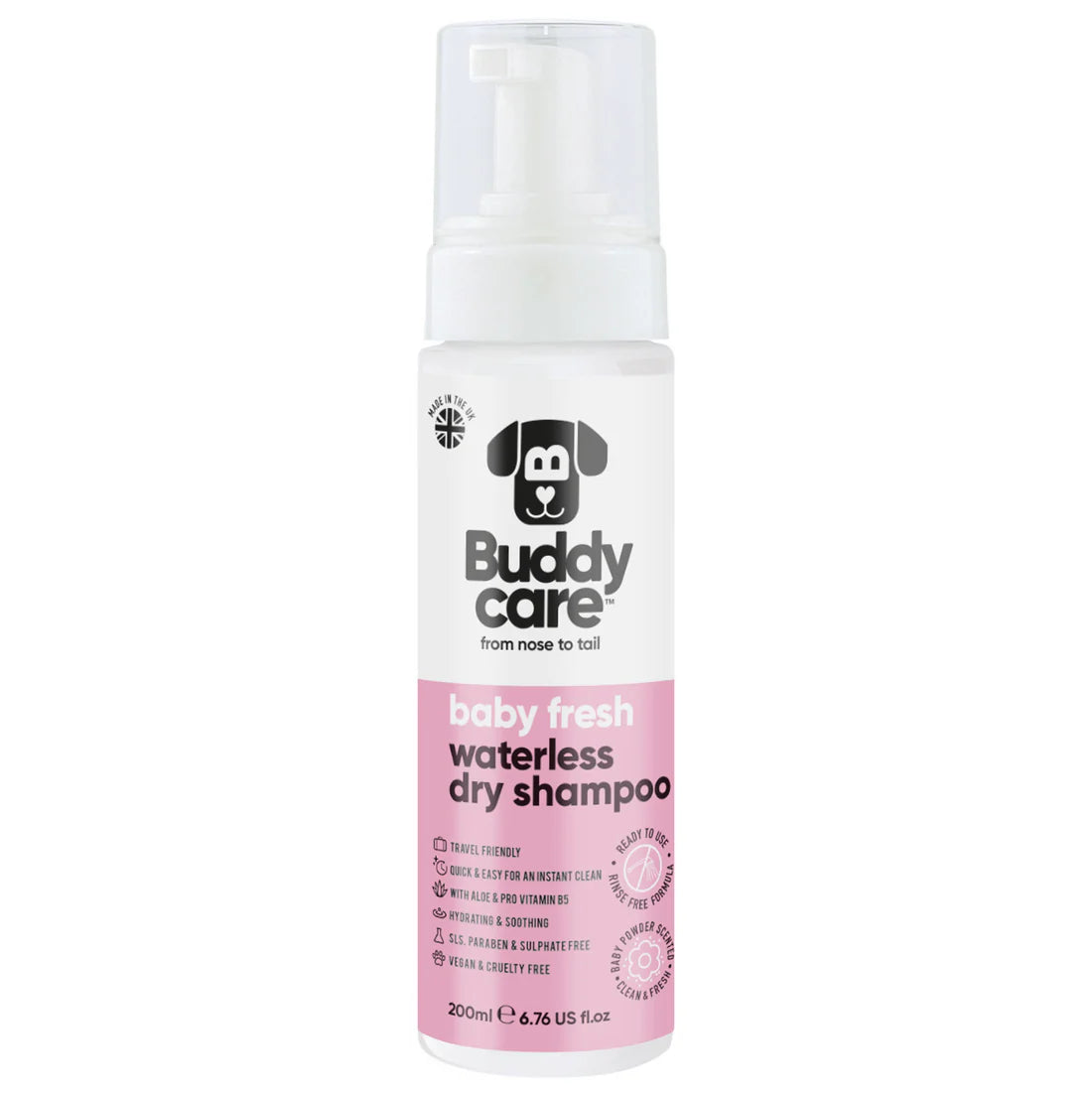 BuddyCare Baby Fresh Waterless Dry Dog Shampoo 200ml