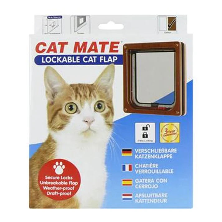 Cat Mate Lockable 2 Way Cat Flap 19.2cm x 20cm - Brown