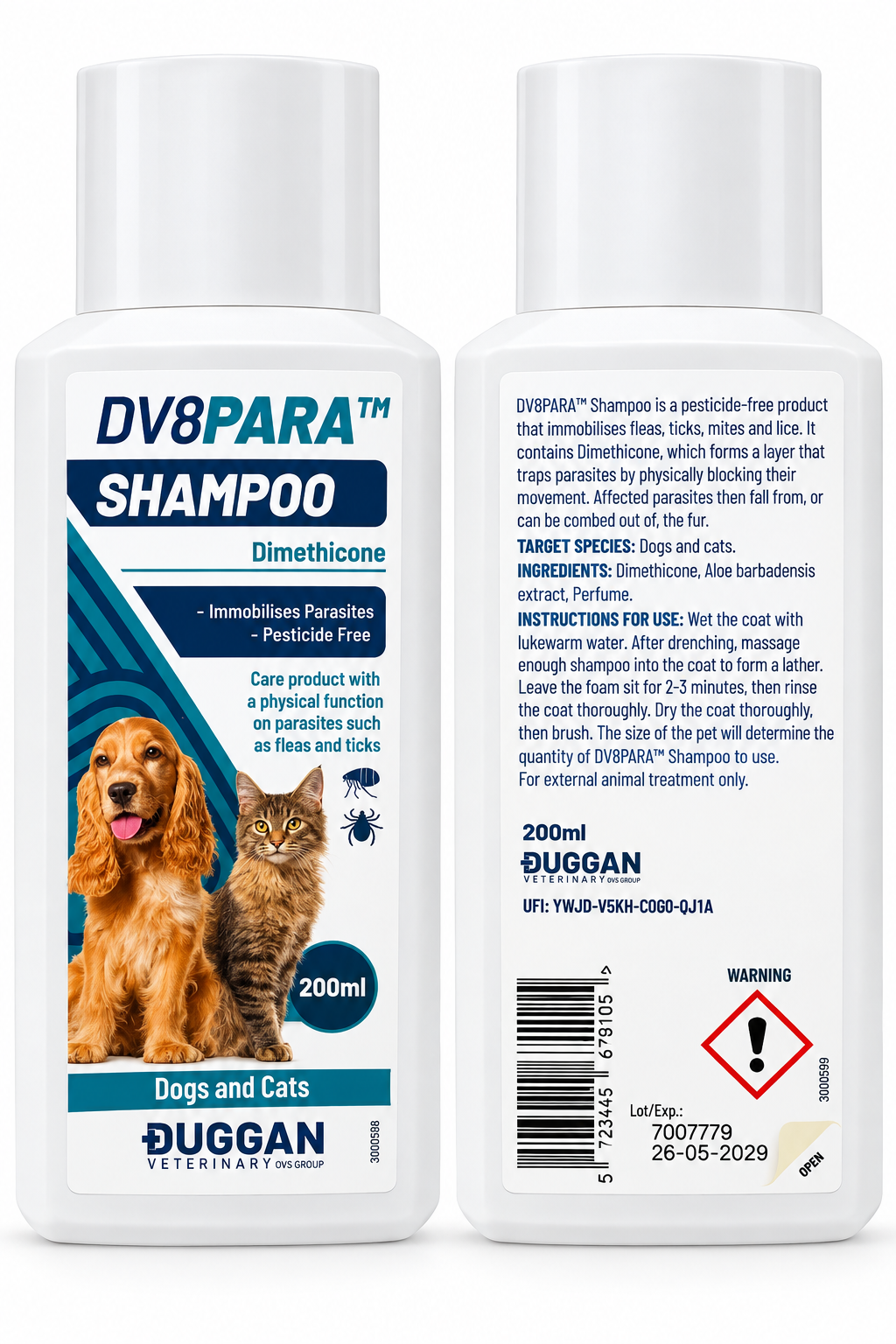 DV8PARA Shampoo for Dogs & Cats – 200ml