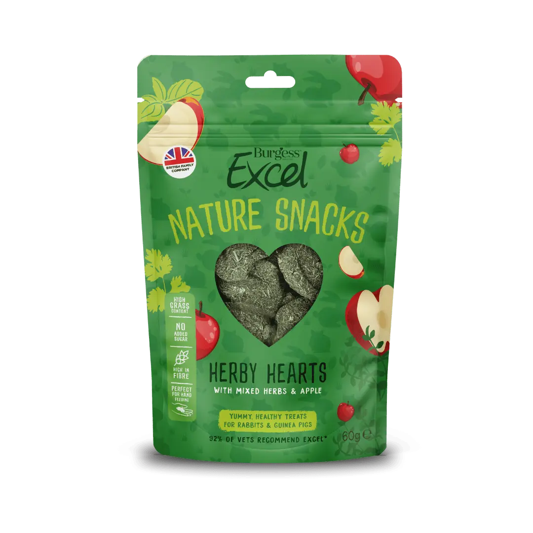 Burgess Excel Herby Hearts Small Pet Treats 60g