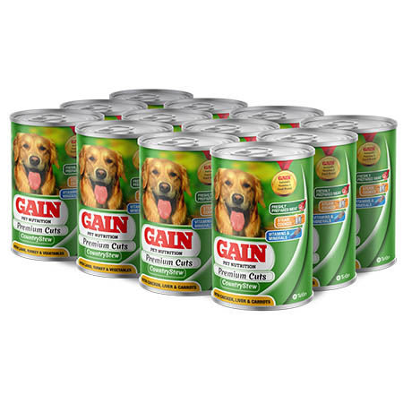 Gain Dog Tins Country Green 12X400G