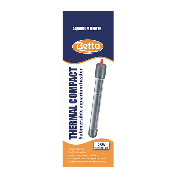 Betta Aquarium Heater Thermal & Compact 25w 5-20L