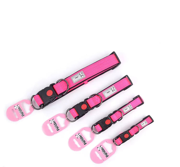 Panda Pink Reflective Padded Dog Collars