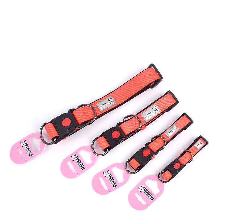 Panda Orange Reflective Padded Dog Collars