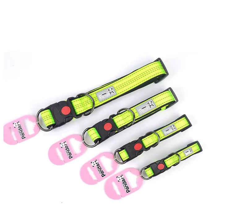 Panda Yellow Reflective Padded Dog Collars