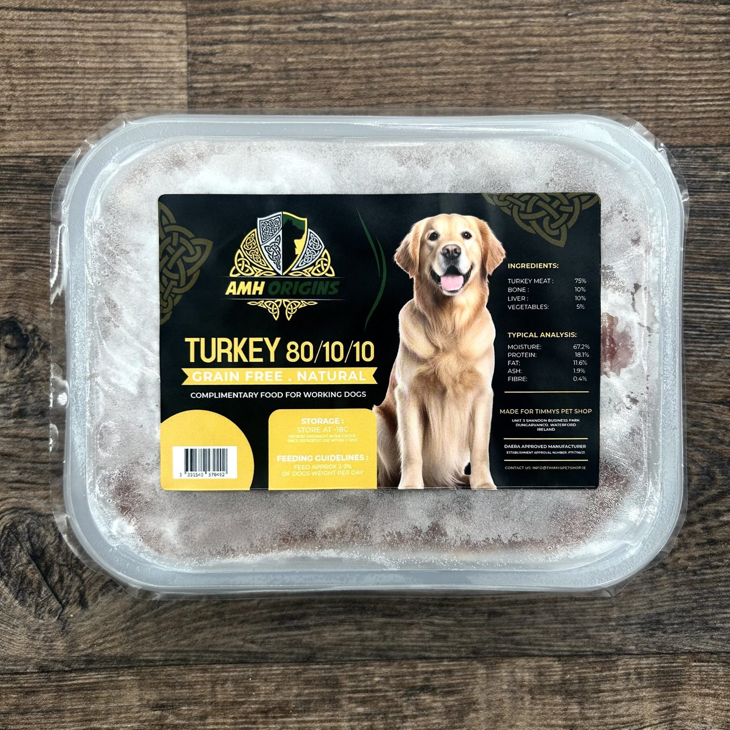 AMH Origins Raw Dog Food Turkey 80/10/10 1kg