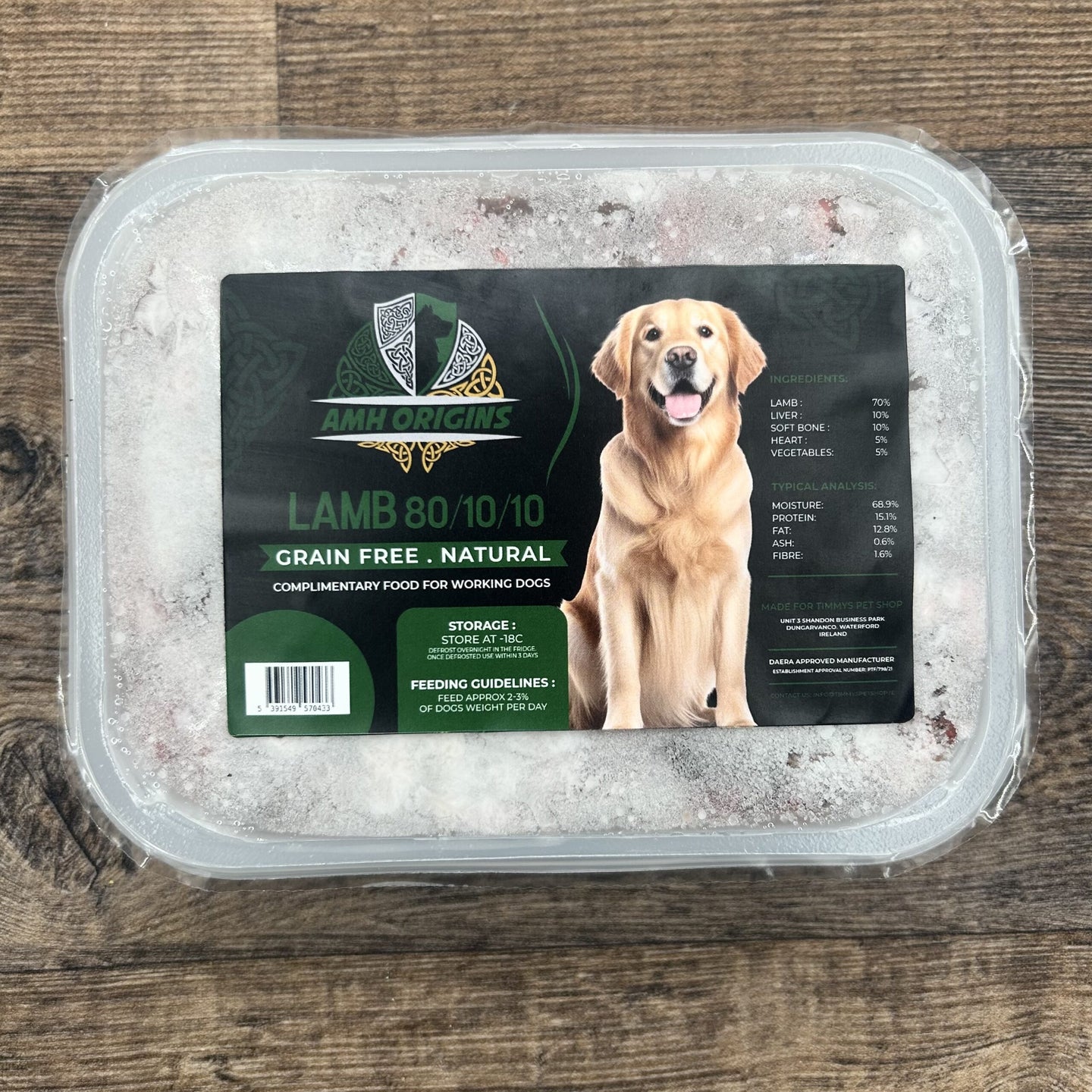 AMH Origins Raw Dog Food Lamb 80/10/10 1kg