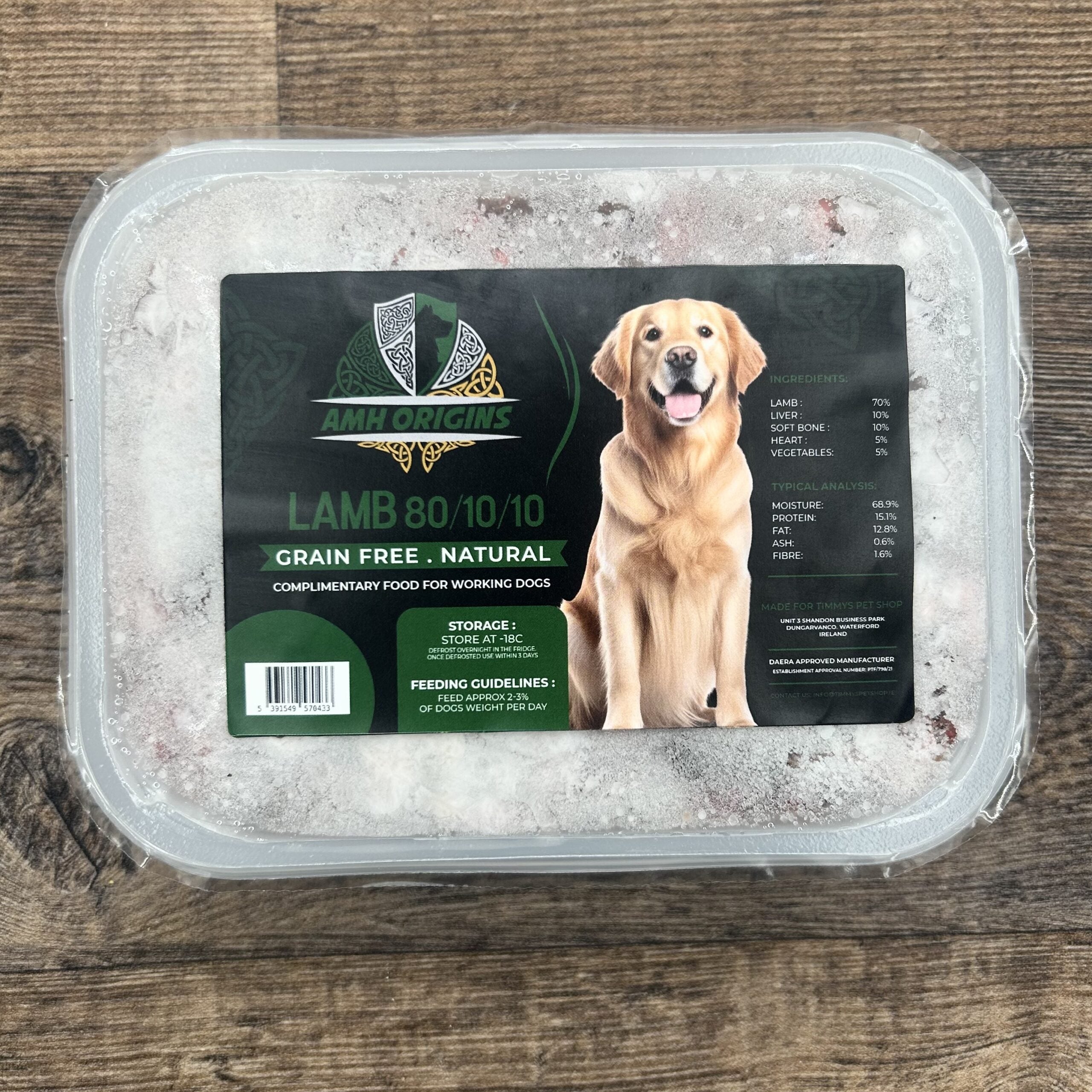 AMH Origins Raw Dog Food Lamb 80/10/10 1kg
