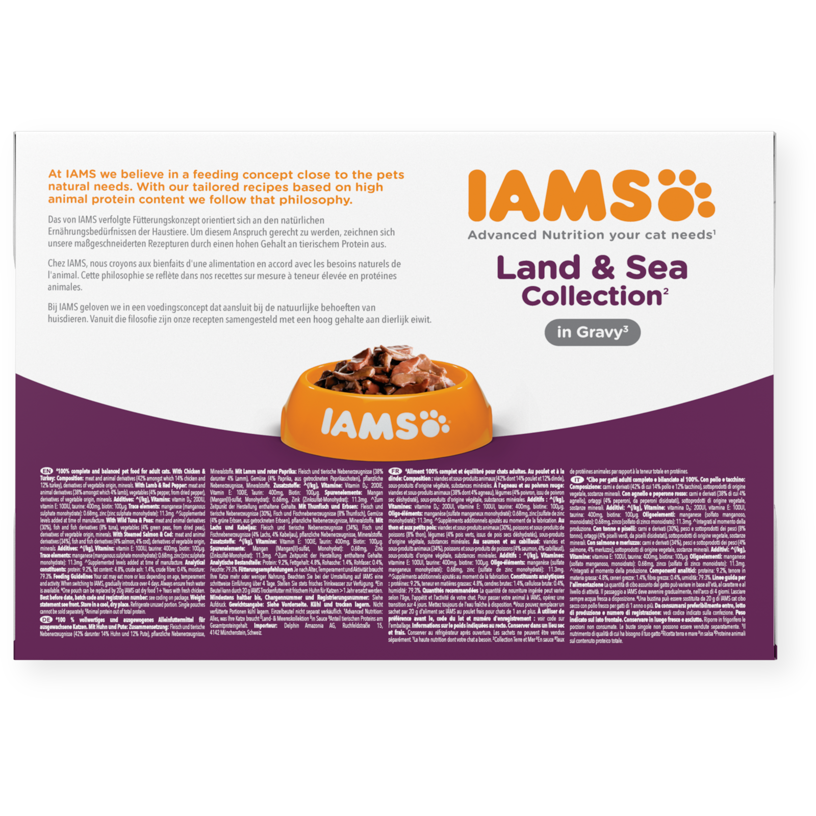 Iams Wet Cat Food Land & Sea in Gravy 12 x 85g Pack
