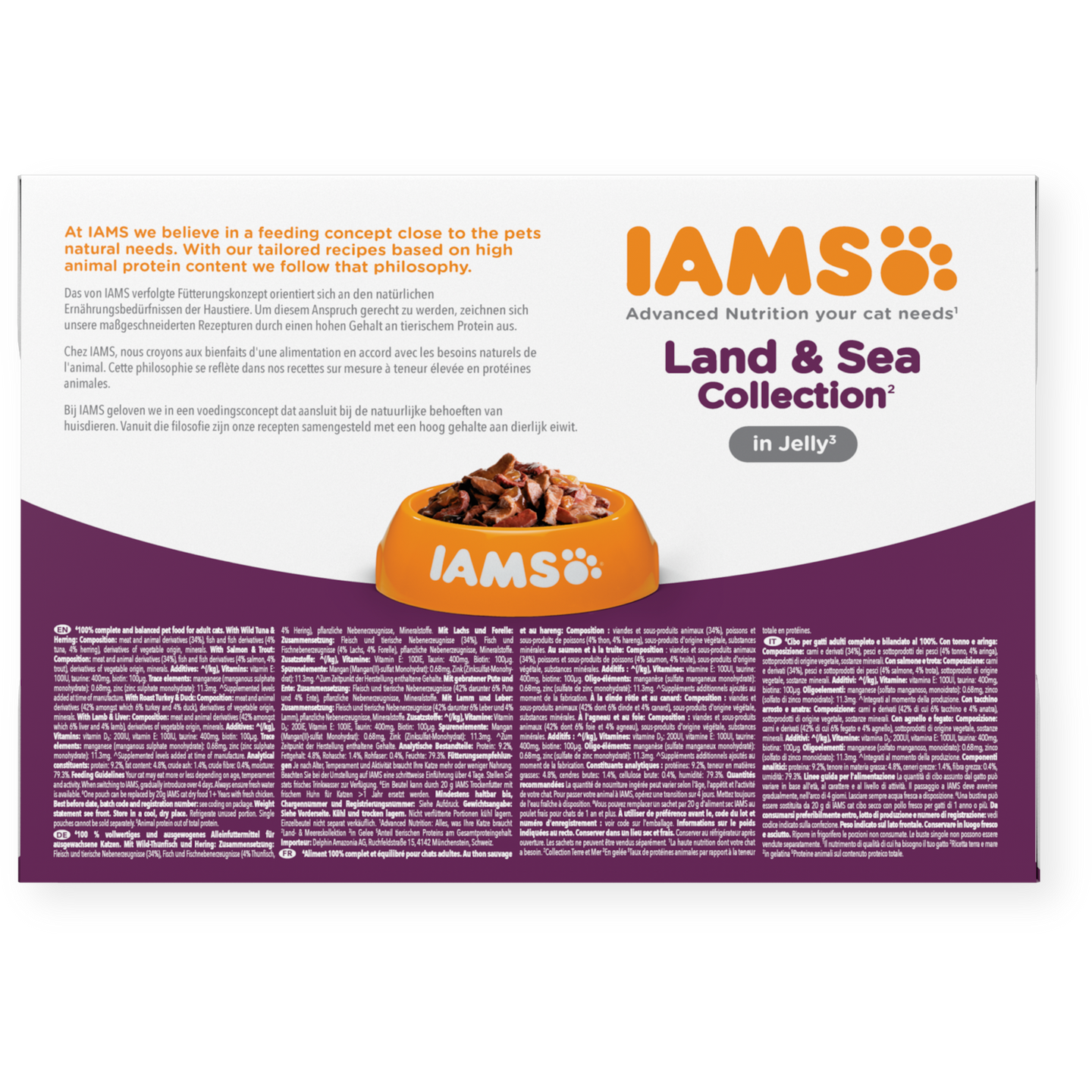 Iams Wet Cat Food Land & Sea in Jelly 12 x 85g Pack