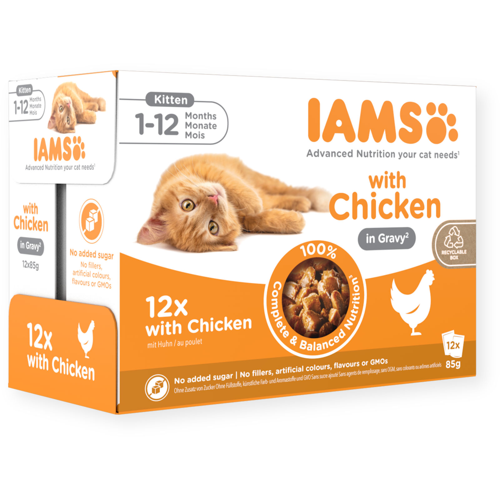 Iams Wet Kitten Food Chicken in Gravy 12 x 85g Pack