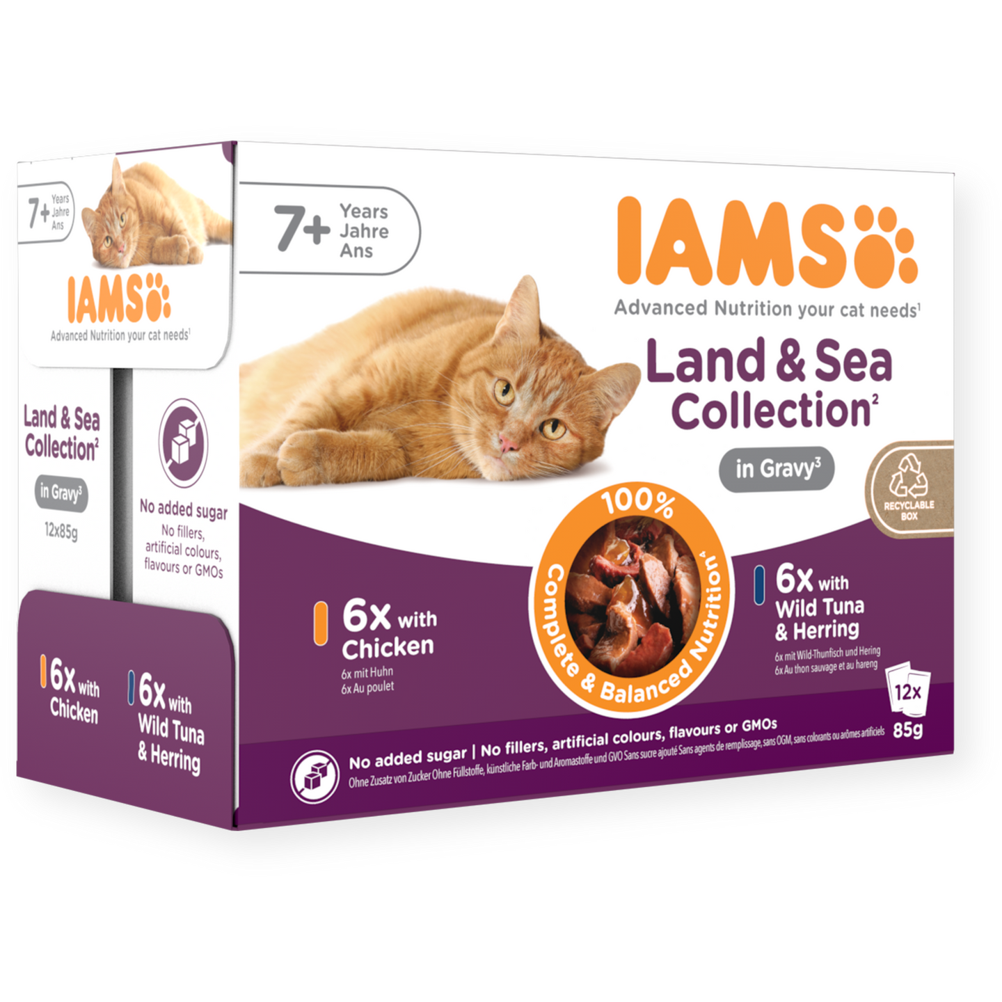 Iams Wet Senior Cat Food Land & Sea in Gravy 12 x 85g Pack
