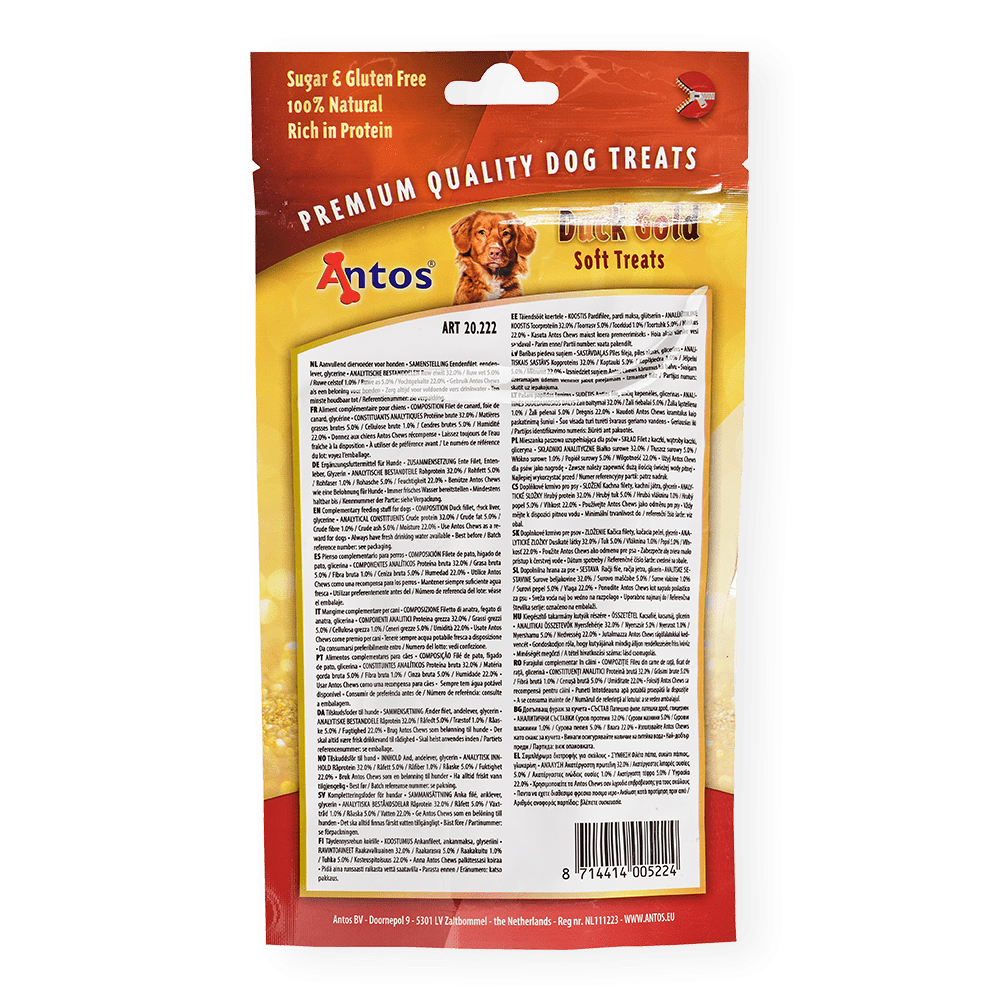 Antos Soft Dog Treats Duck Gold 100g