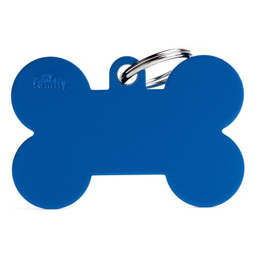 The Basic Handmade XL Bone Pet ID Tag Blue