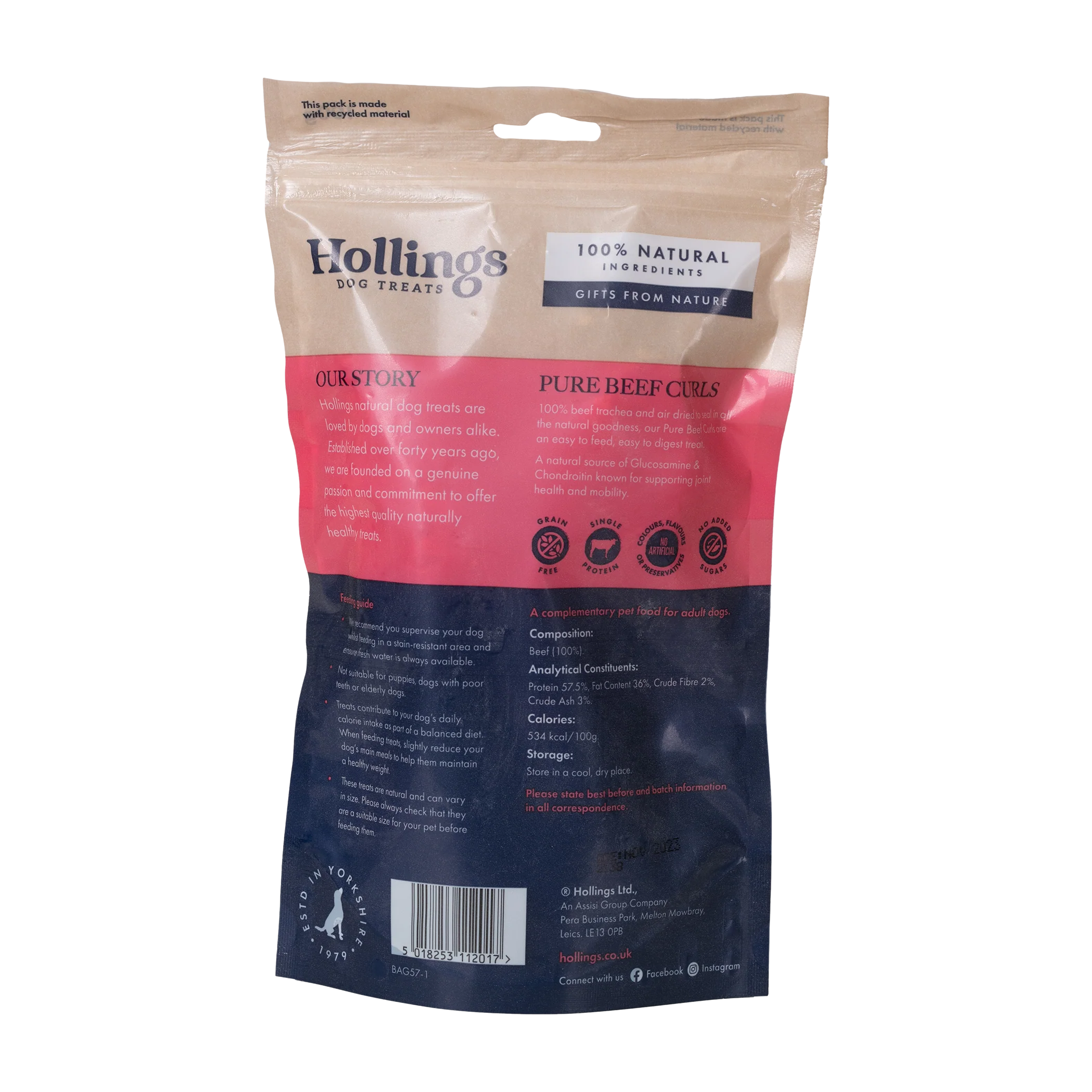 Hollings Dog Treats Choice Cuts Beef Curls 100g