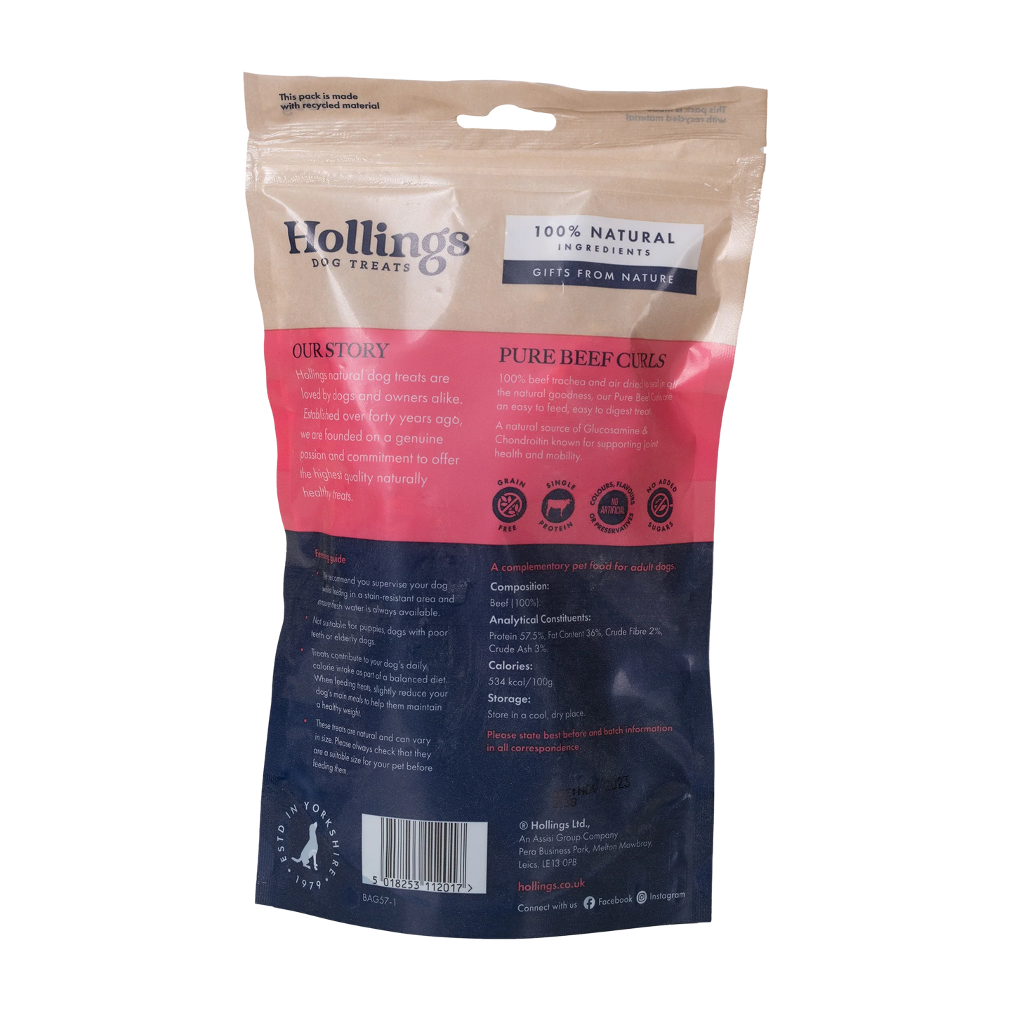 Hollings Dog Treats Choice Cuts Beef Curls 100g