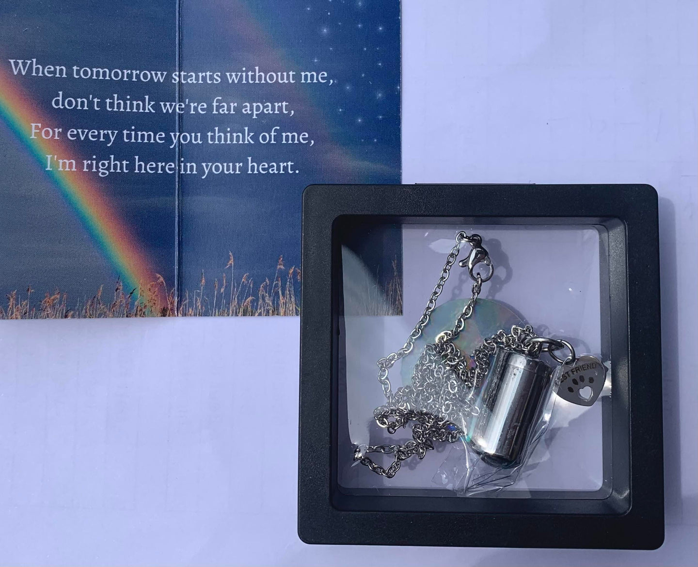 Rainbows & Stars Best Friend Memorial Necklace for Pet Ashes