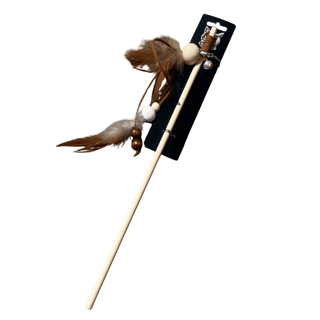 Bella Cat Toys | Bead & Feather Wooden Teaser 40cm