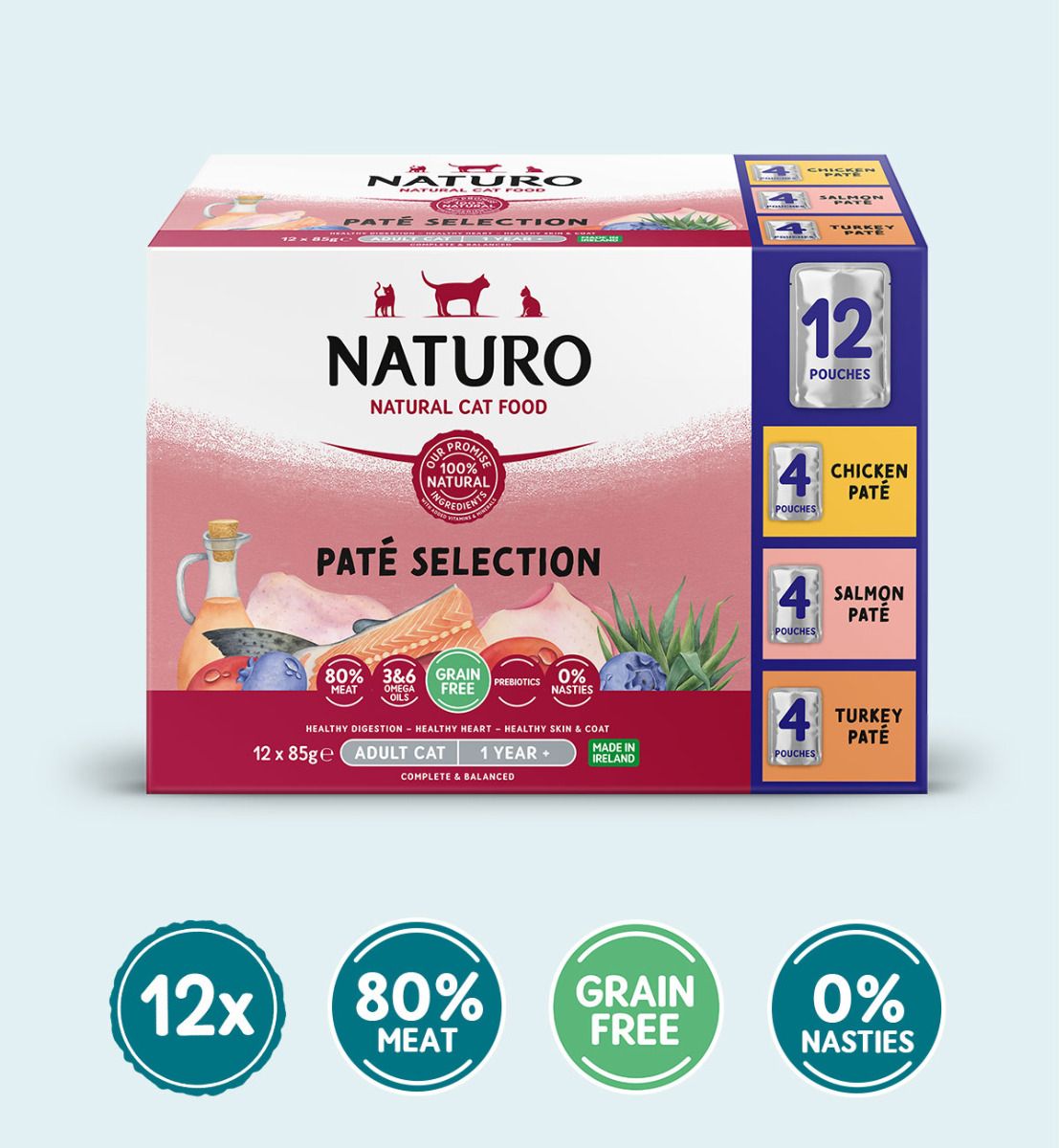 Naturo Cat Paté Pouch Selection 85g x 12