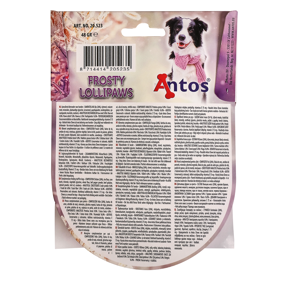 Antos Frosty Lollipaws x4 Christmas Dog Treats