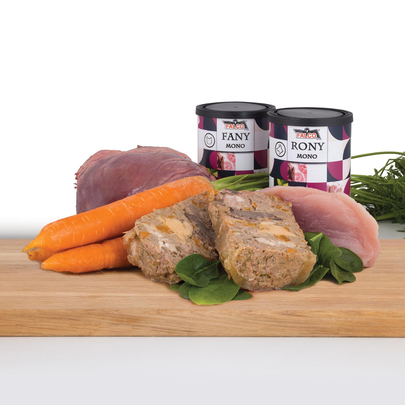 Falco Rony Mono Canned Dog Food | Pork Muscle, Carrot & Spinach 200g