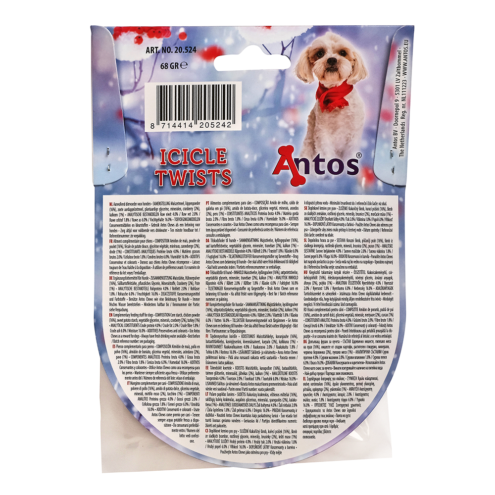 Antos Icicle Twists Christmas Dog Treats 68g