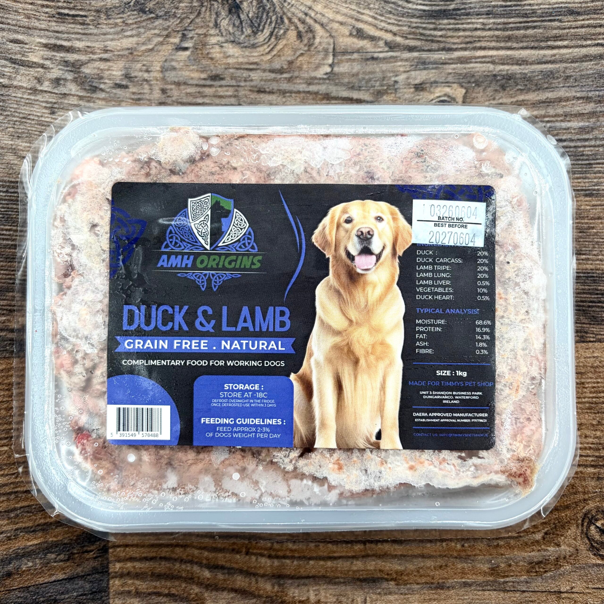 AMH Origins Raw Dog Food Duck & Lamb 1kg