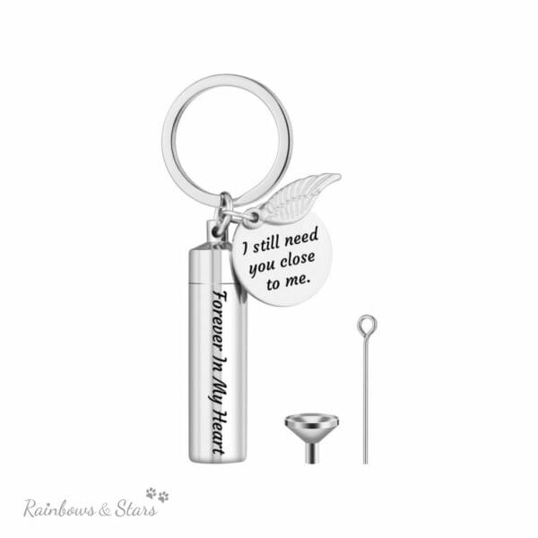 Rainbows & Stars Memorial Keyring for Pet Ashes