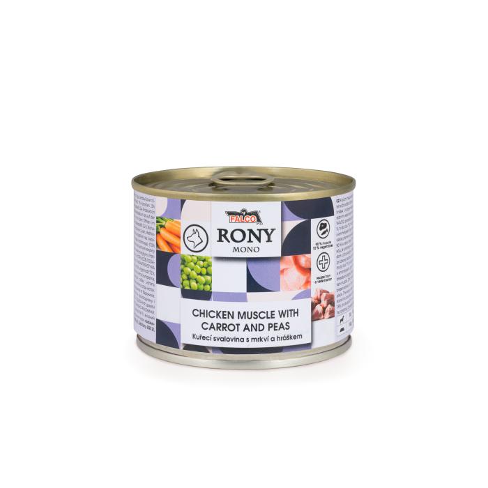 Falco Rony Mono Canned Dog Food | Chicken Muscle, Carrot & Peas 200g