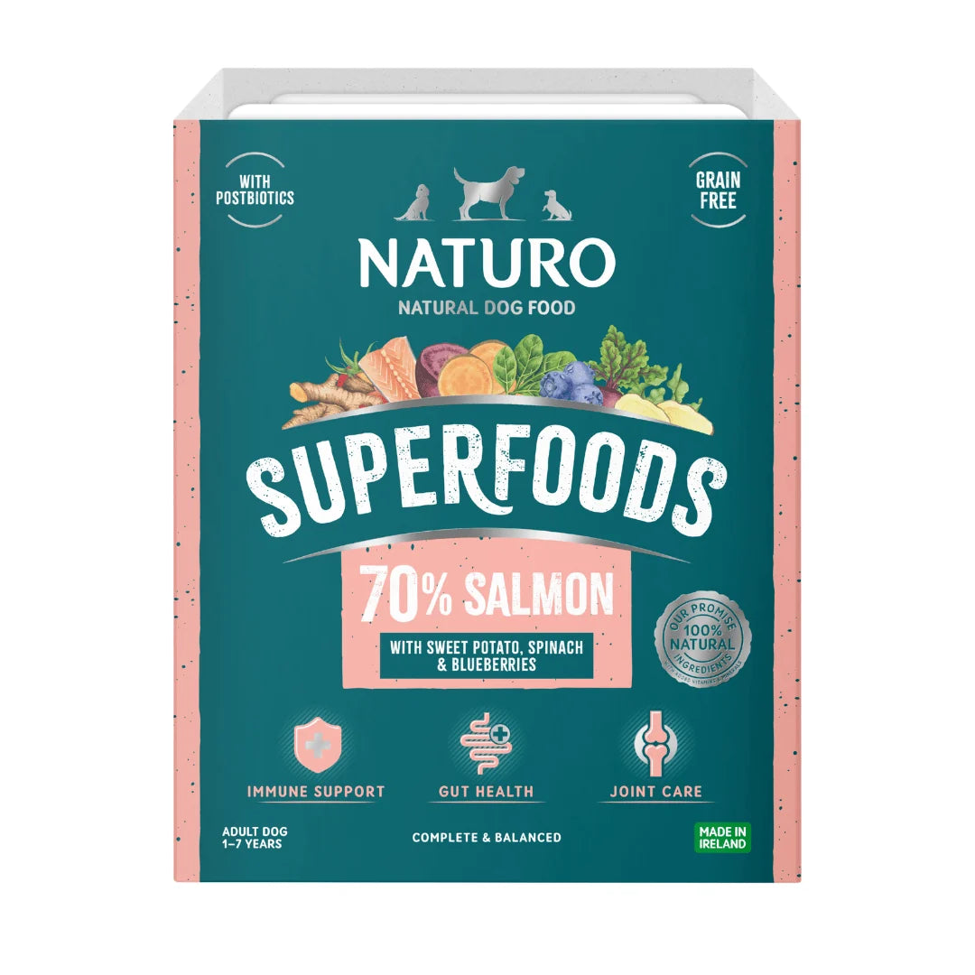 Naturo Adult Dog Salmon Superfoods - Grain Free Dog Food | 395g Tray