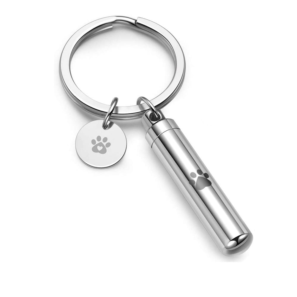 Rainbows & Stars Paw Print Memorial Keyring for Pet Ashes