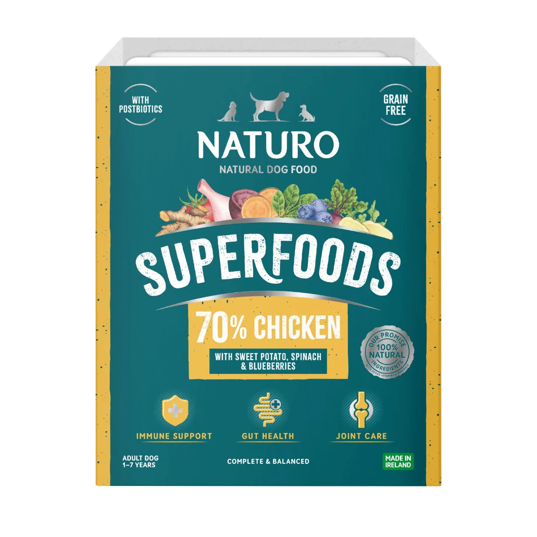 Naturo Adult Dog Chicken Superfoods - Grain Free Dog Food | 395g Tray