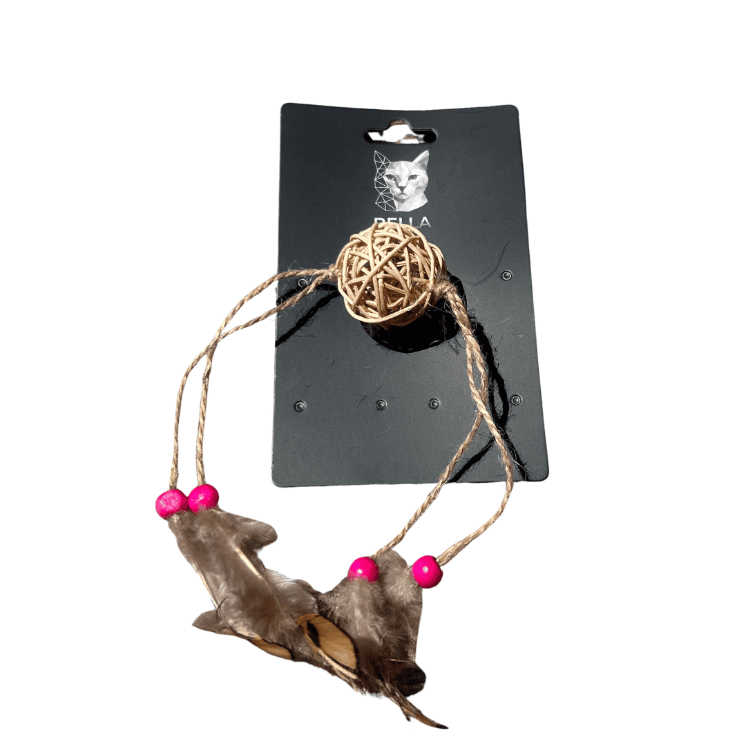 Bella Cat Toys | Straw Ball Beads & Feather