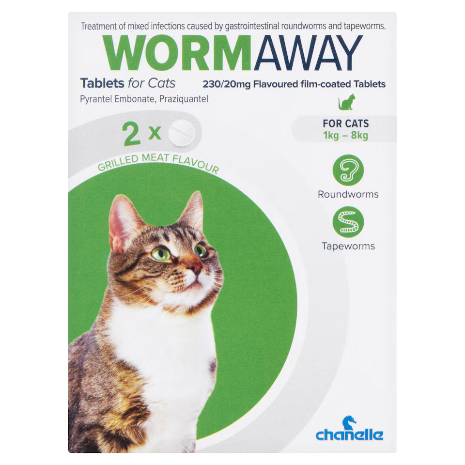 Wormaway Worming Tablets for Cats x2
